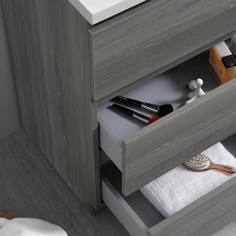 Lazzaro 24" Freestanding Modern Bathroom Vanity with Integrated Single Sink - Faucet Not Included