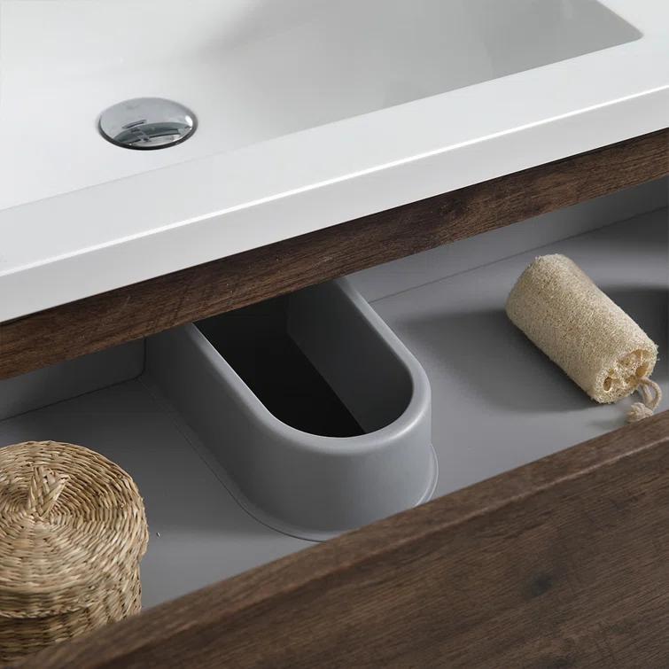 Lazzaro 24" Freestanding Modern Bathroom Vanity with Integrated Single Sink - Faucet Not Included