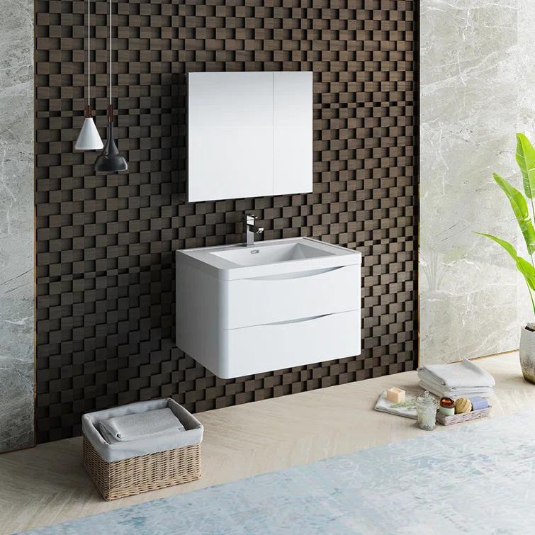 Tuscany 32" Wall Mount Single Sink Bathroom Vanity Set with Medicine Cabinet (Faucet Not Included)