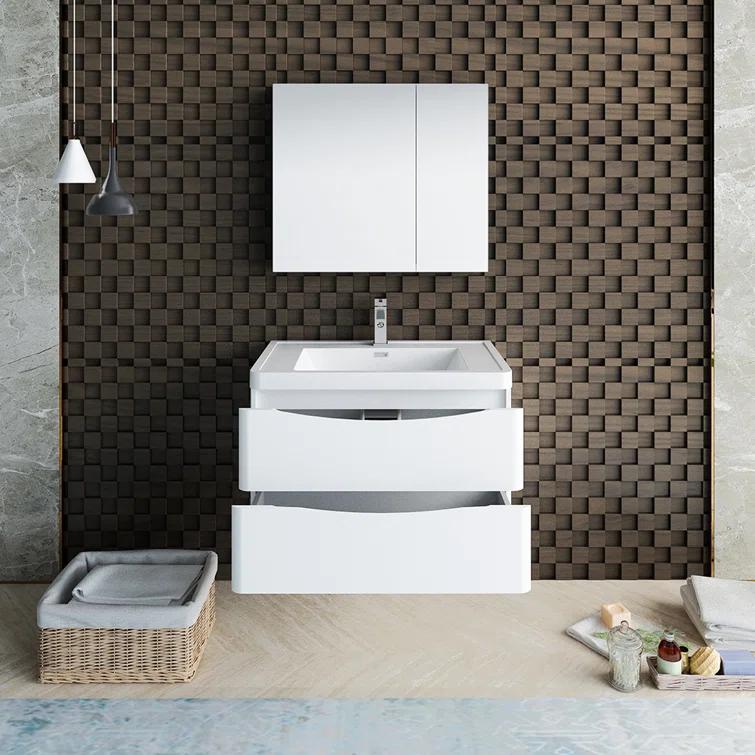 Tuscany 32" Wall Mount Single Sink Bathroom Vanity Set with Medicine Cabinet (Faucet Not Included)