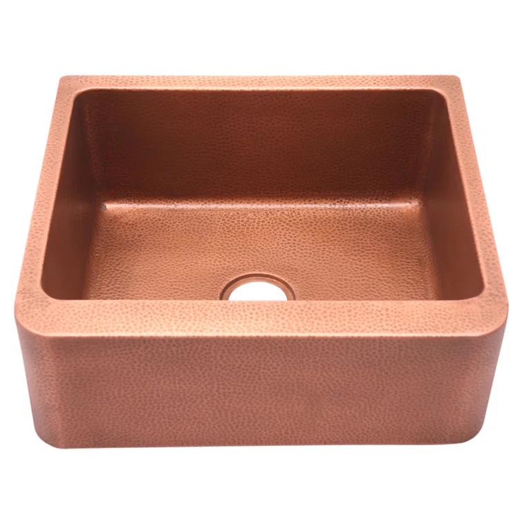 Avena 25'' L Farmhouse / Apron Single Bowl Copper Kitchen Sink