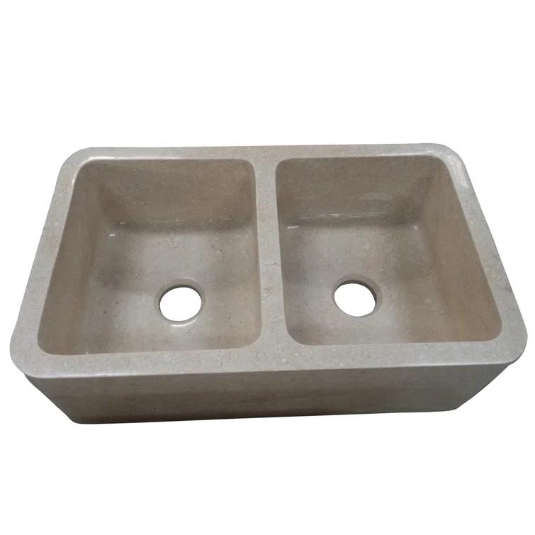 Chicot 33'' L Farmhouse / Apron Double Bowl Engineered Stone Kitchen Sink