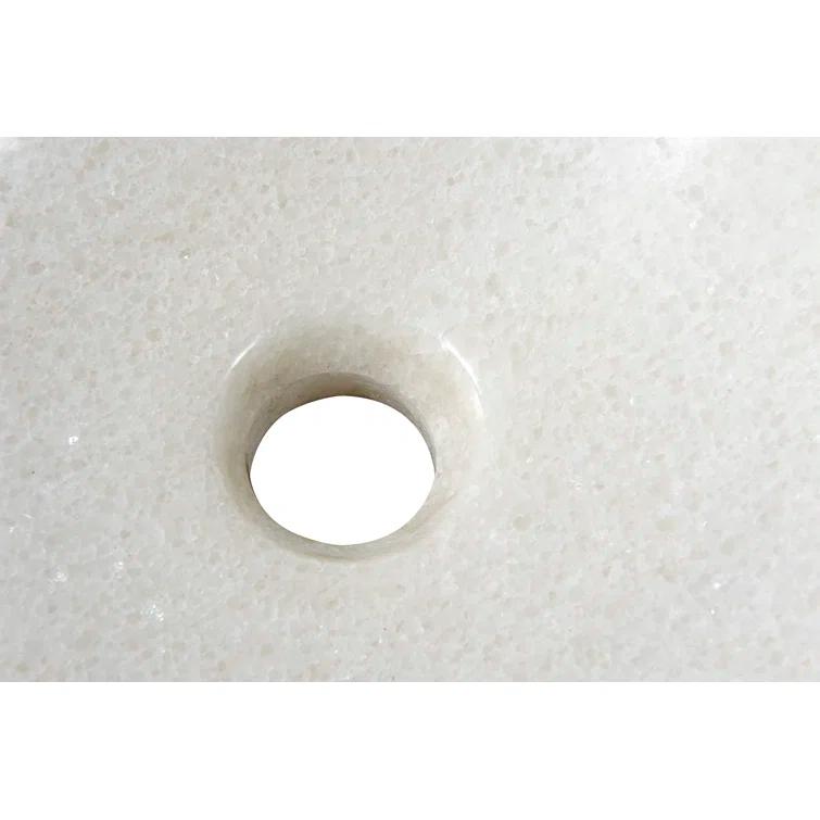 ANZZI Cliffs Of Dover 16.5'' White Marble Stone Circular Bathroom Sink