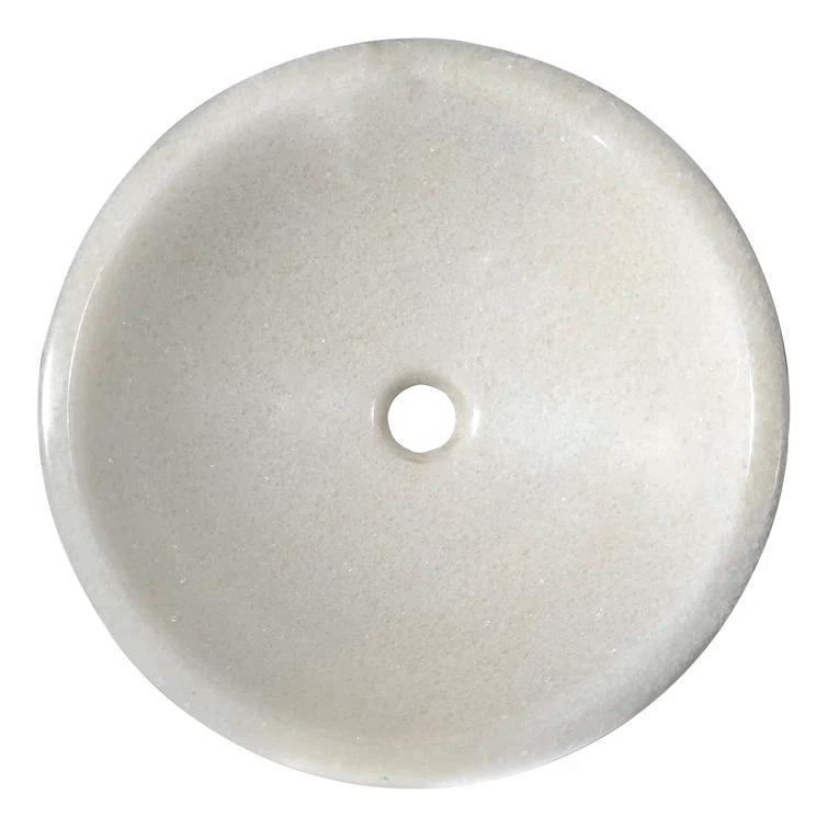 ANZZI Cliffs Of Dover 16.5'' White Marble Stone Circular Bathroom Sink