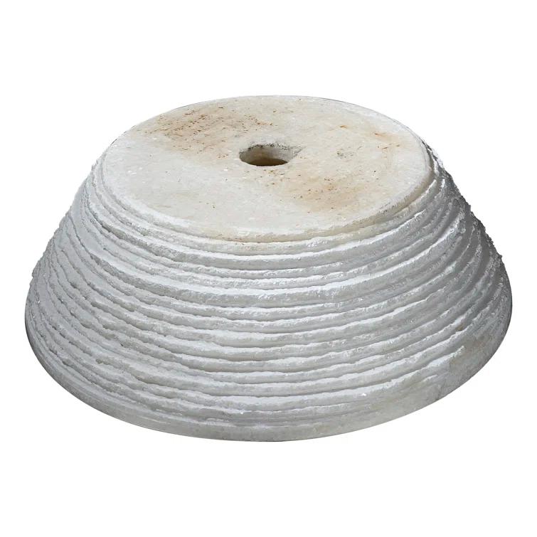 ANZZI Cliffs Of Dover 16.5'' White Marble Stone Circular Bathroom Sink