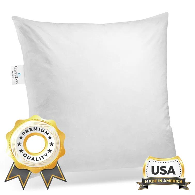 ComfyDown Decorative Throw Pillow Insert Down 100% Cotton Cover 233 Thread Count Square Pillow Insert