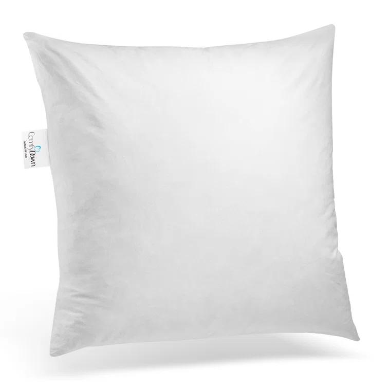 ComfyDown Decorative Throw Pillow Insert Down 100% Cotton Cover 233 Thread Count Square Pillow Insert