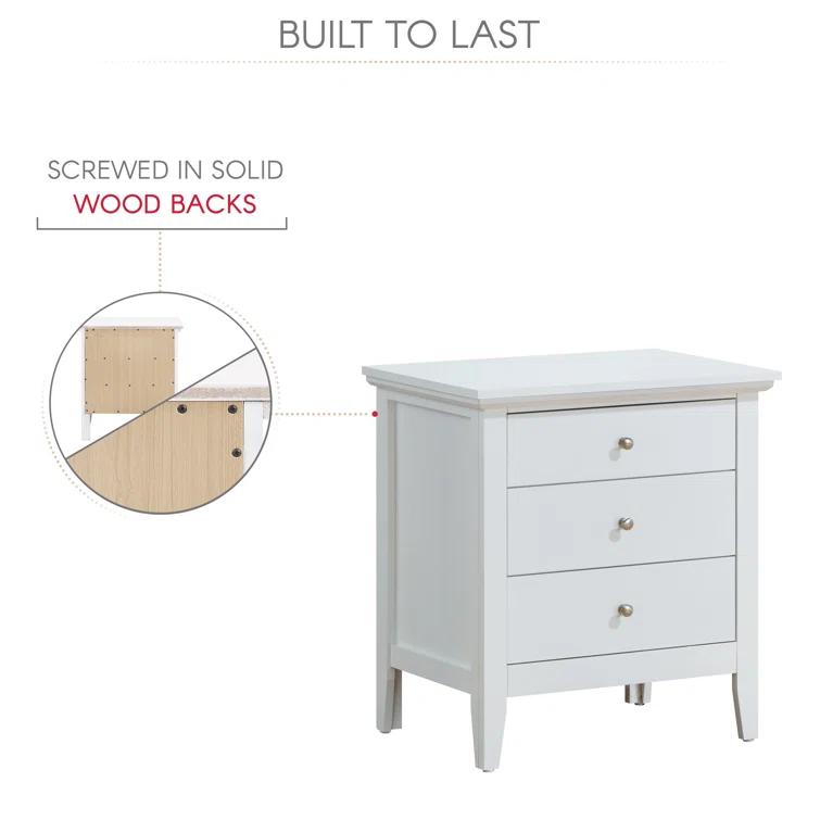 Hammond 3 - Drawer Nightstand Bed Side Table Wood Nightstand Small Bedside Table And Dresser