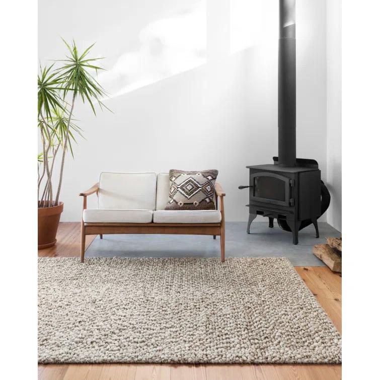 Handmade Stone Solid Wool Rectangular Rug 24" x 36"
