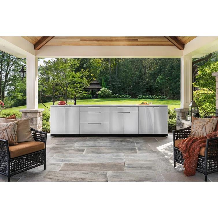 Outdoor Kitchen Stainless Steel 64" W x 24" D x 36.5" H 2-Piece Modular Cabinet Set