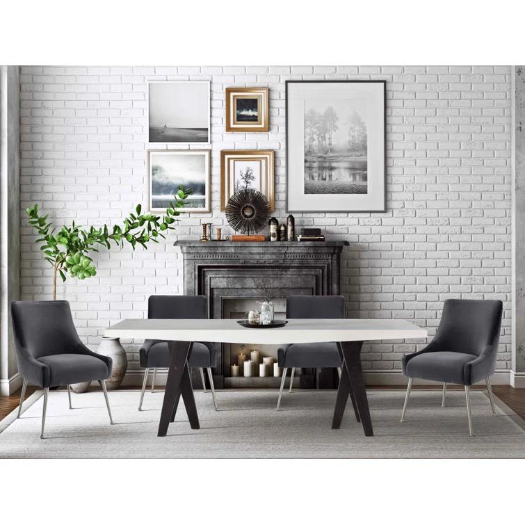 Beatrix 19'' H Velvet Upholstered Metal Parsons Chair