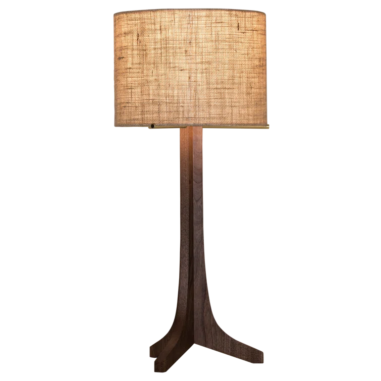 Nauta 28" White Linen Shade Table Lamp with Dark Walnut & Aluminum Base