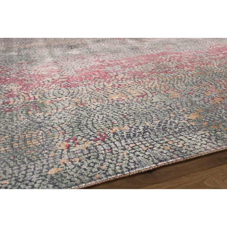 Gemstone Mosaic Multicolor Hand-Knotted Wool, Viscose & Silk 10' x 14' Area Rug