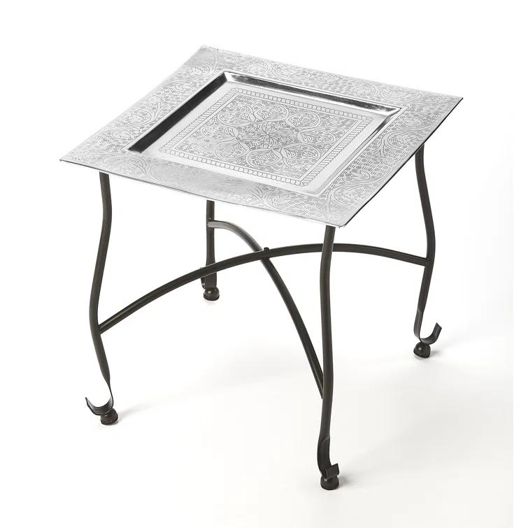Butler Specialty Metalworks Moroccan Square Metal Tray Table In Silver