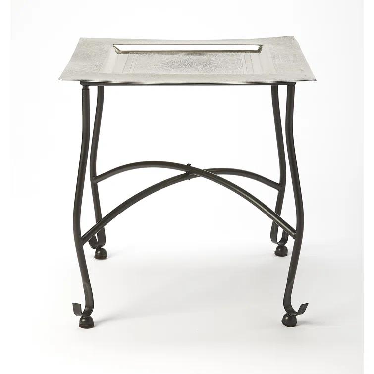 Butler Specialty Metalworks Moroccan Square Metal Tray Table In Silver