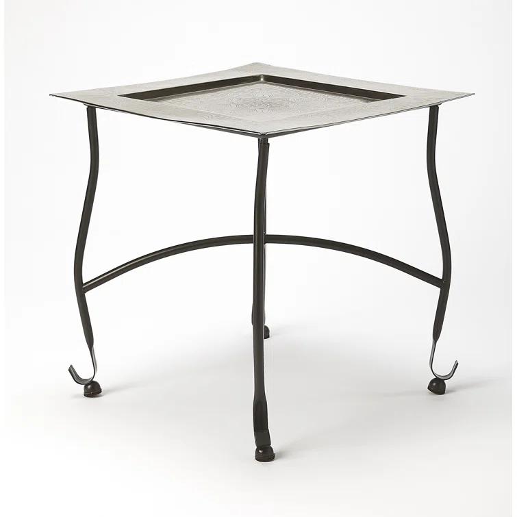 Butler Specialty Metalworks Moroccan Square Metal Tray Table In Silver