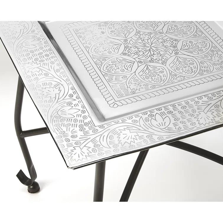 Butler Specialty Metalworks Moroccan Square Metal Tray Table In Silver