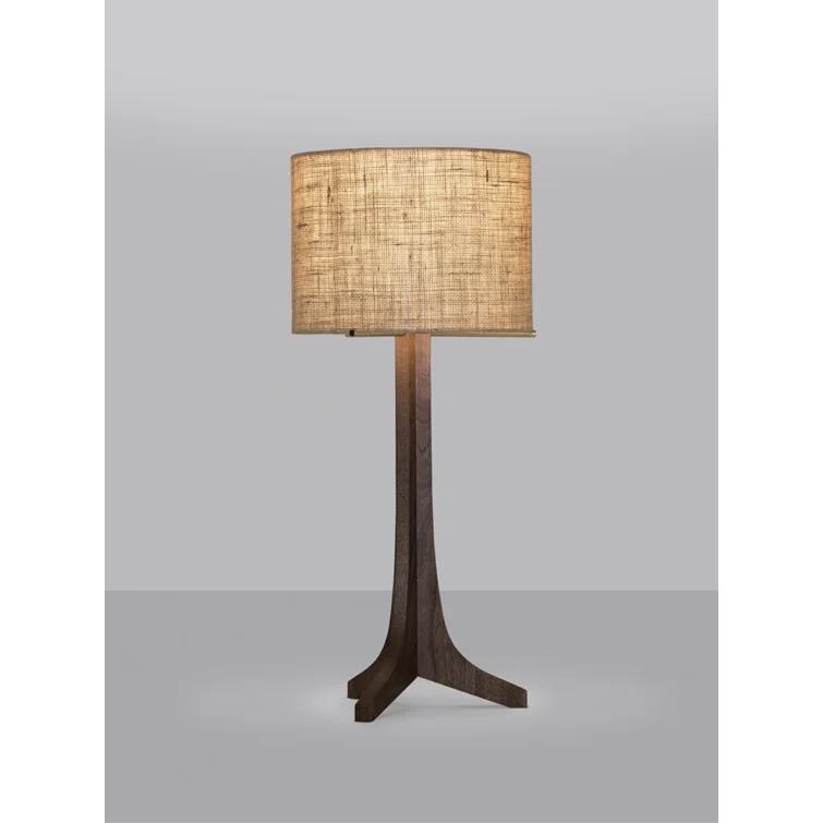 Nauta 28" White Linen Shade Table Lamp with Dark Walnut & Aluminum Base