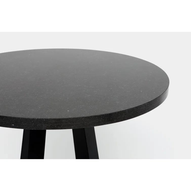Sea Smoke Round Stone Top Metal Base Dining Table