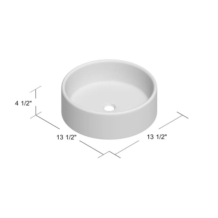Elanti 1102 Elanti 13.63'' White Porcelain Circular Bathroom Sink