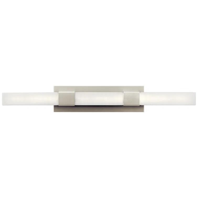 Sleek Satin Nickel LED Vanity Light with White Polycarbonate Shade