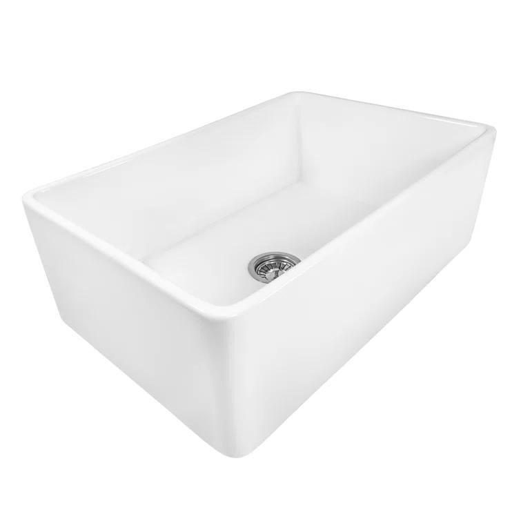 Ruvati 33 inch Fireclay Farmhouse Apron-Front Kitchen Sink Reversible