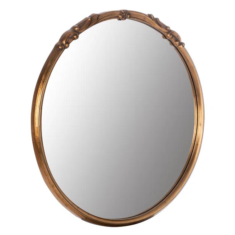 Elegant Franco 34" Round Silver and Gold Wall Mirror