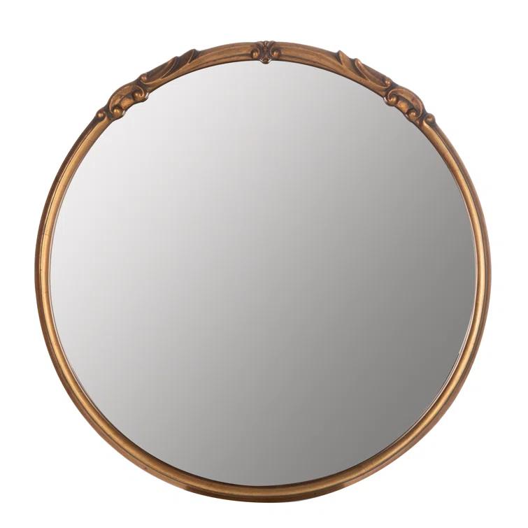 Elegant Franco 34" Round Silver and Gold Wall Mirror