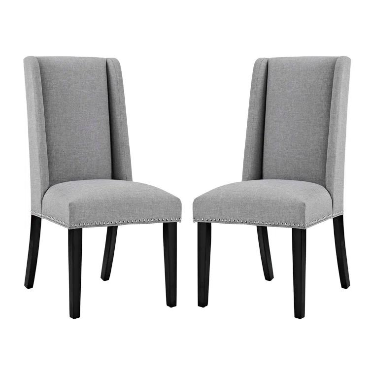 Modway Baron White Vinyl and Wood Frame Dining Chairs