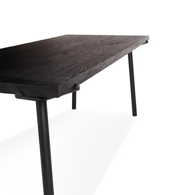 Branch Oak Solid Wood Top Metal Base Dining Table