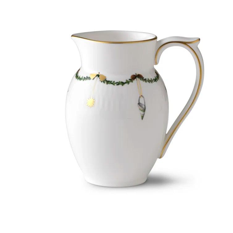Star Fluted Christmas Cream-Colored Bone China Creamer
