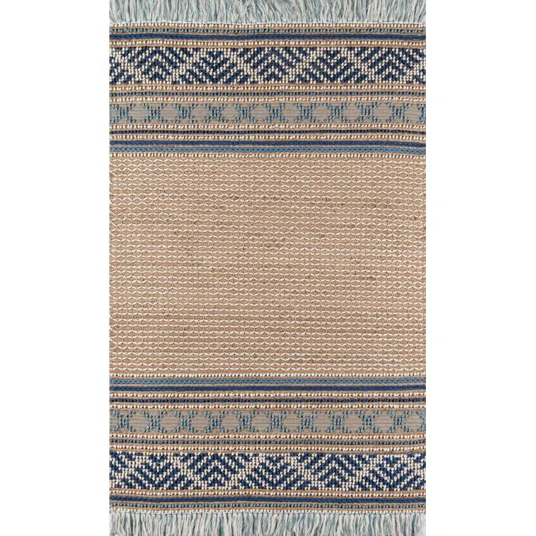 2'x3' Esme Accent Rug Blue - Momeni: Wool & Jute, Geometric Pattern, Low Pile, Handmade, Indoor Use