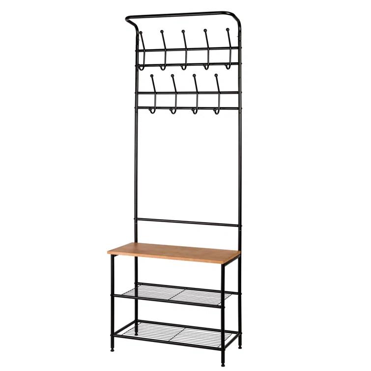 Honey-Can-Do Entryway Storage Valet, 25.75" L x 12.25" W x 70.25" H, Black