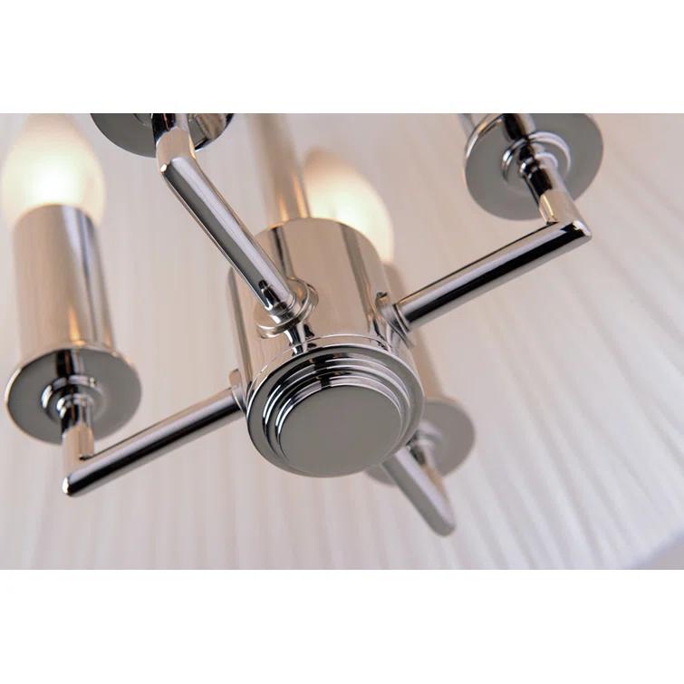 Polished Nickel 8-Light Pendant with Faux Silk Shade