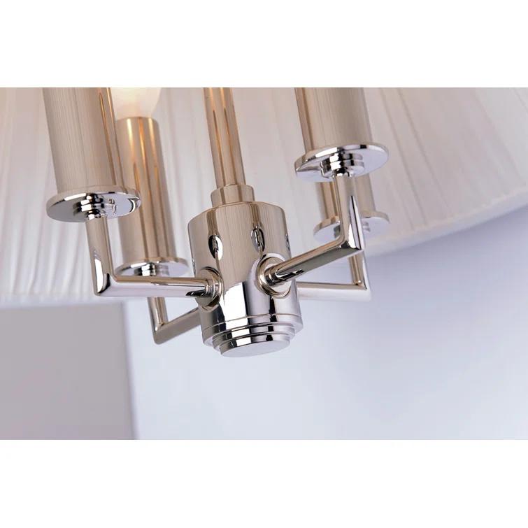 Polished Nickel 8-Light Pendant with Faux Silk Shade