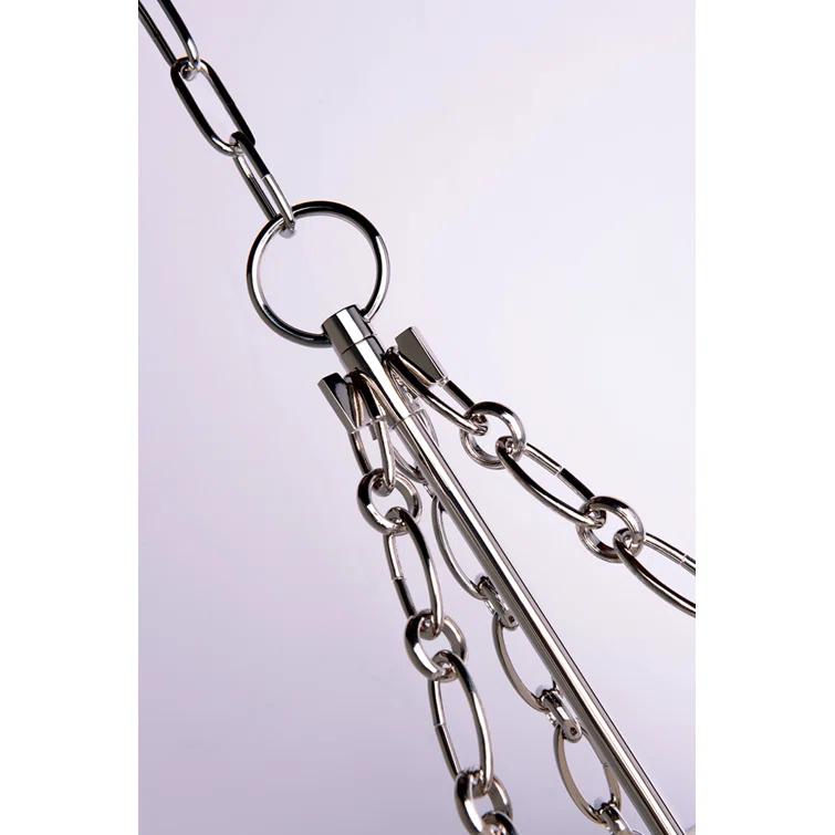 Polished Nickel 8-Light Pendant with Faux Silk Shade