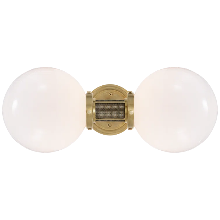 McCarren Industrial Charm Dimmable Brass Sconce with White Glass