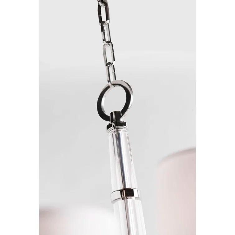 Polished Nickel and Crystal 9-Light Chandelier with Faux Silk Shades