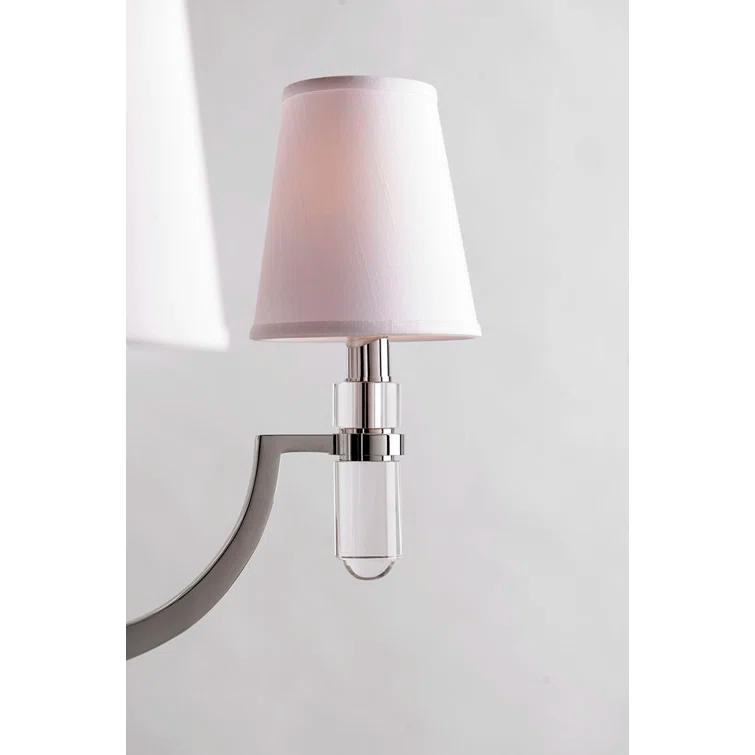 Polished Nickel and Crystal 9-Light Chandelier with Faux Silk Shades