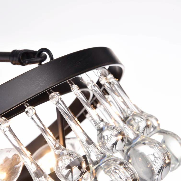Arosa Elegant Black 9-Light Semi Flush Mount with Crystal Accents