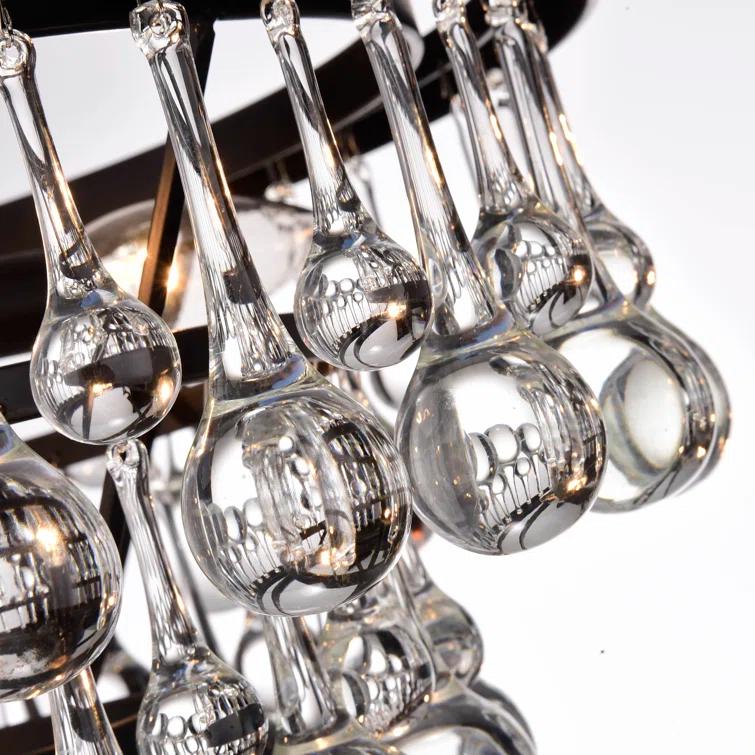 Arosa Elegant Black 9-Light Semi Flush Mount with Crystal Accents