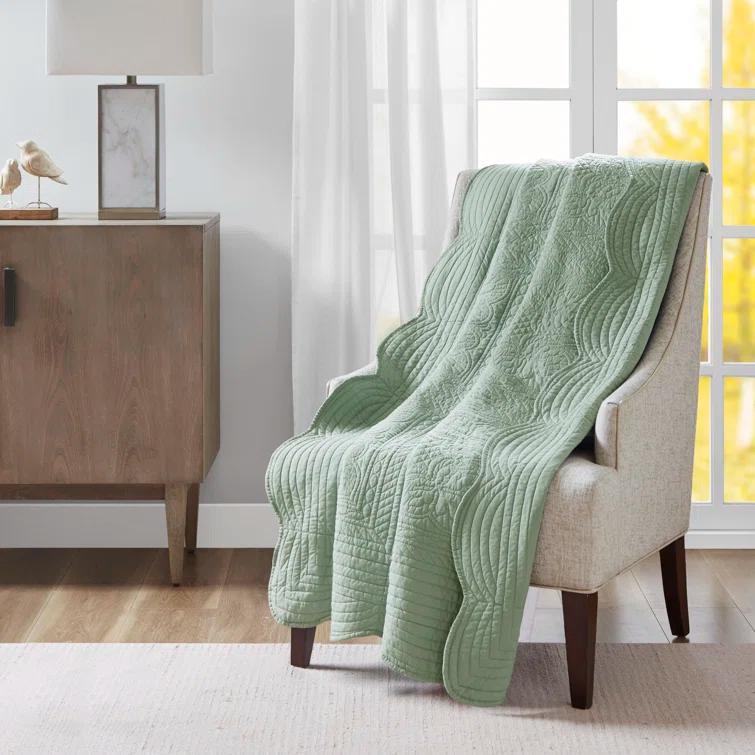 Madison Park Journey Oversized Quilted Throw with Scalloped Edges