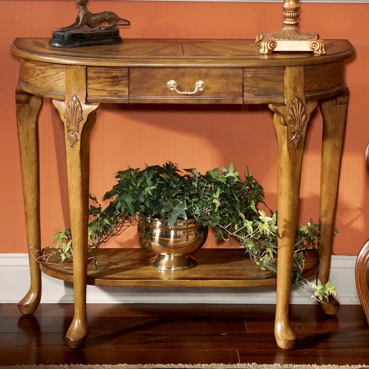 Butler Specialty Demilune Console Table In Vintage Oak