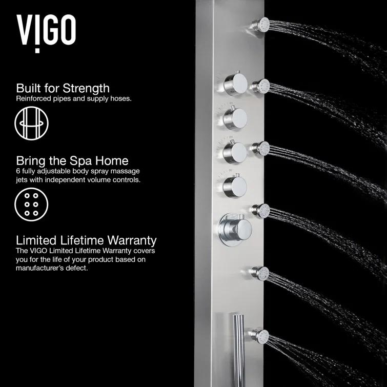 Brielle 68" H X 6" W 6-Jet Shower System with Hand Shower Wand and Rainfall Shower Head