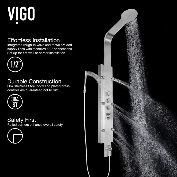 Mateo 60" H X 7" W 6-Jet Shower System & Tub Filler with Hand Shower Wand and Rainfall Shower Head