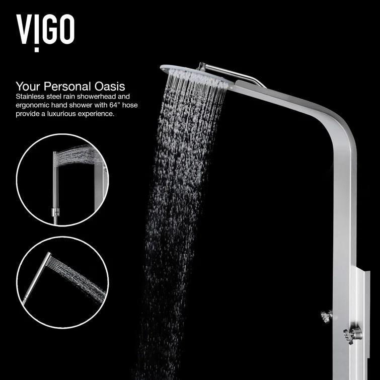 Mateo 60" H X 7" W 6-Jet Shower System & Tub Filler with Hand Shower Wand and Rainfall Shower Head