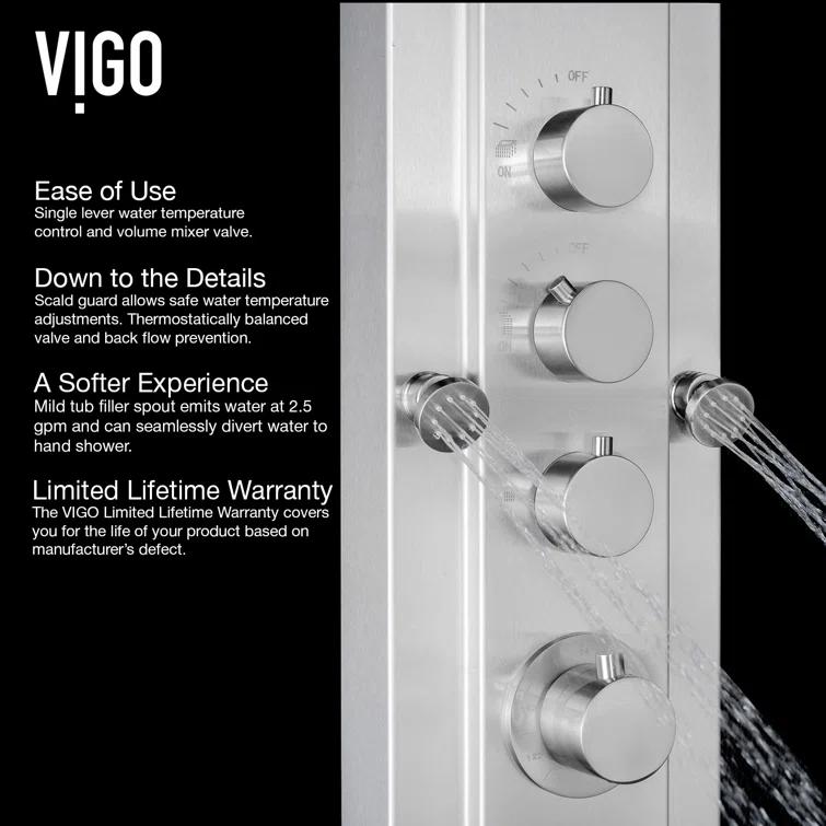 Mateo 60" H X 7" W 6-Jet Shower System & Tub Filler with Hand Shower Wand and Rainfall Shower Head