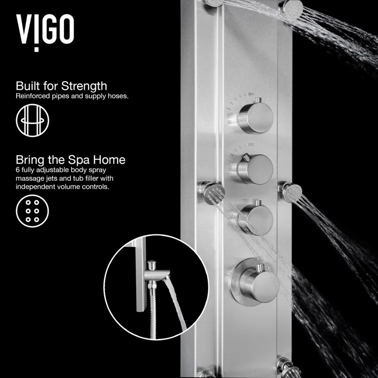 Mateo 60" H X 7" W 6-Jet Shower System & Tub Filler with Hand Shower Wand and Rainfall Shower Head