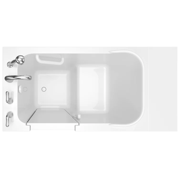 Safety Tubs 48'' x 29.75'' Walk-in Soaking Fiberglass Bathtub with Faucet SSA4828LS-WH