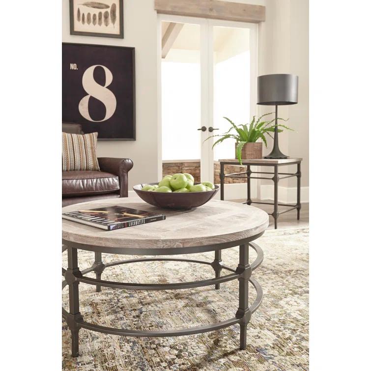 Parquet Round Reclaimed Wood Coffee Table (36")